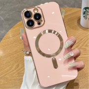 Designed for iPhone 14 Pro Max Case Compatible with MagSafe Built-in Camera Lens Protector Shockproof Slim Silicone Magnetic Phone Case for iPhone 14 Pro Max 6.7" - Pink