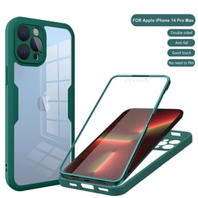 Designed for iPhone 14 Pro Max Case Full-Body Bumper Case Cover Built in Screen Protector Shockproof Transparent Back 360 Full Body Protective Case for iPhone 14 Pro Max, Deep Green