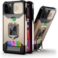 thumbnail image 1 of Designed for iPhone 14 Pro Max Case with Slide Camera Cover and Slim Credit Card Ring Holder Stand Card Holder Slot Dual Layer Hybrid TPU Bumper Protective with Magnetic Car Mount Holder Gold, 1 of 9