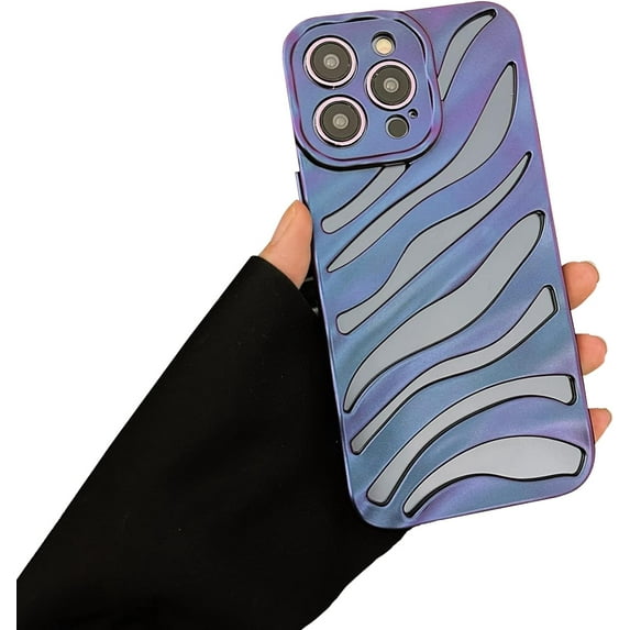 Designed for iPhone 14 Pro Max Heat Dissipation Case, Plating Matte Cute Zebra Pattern Hollow Carved Breathable Cooling Hole Case Full Back Camera Lens Protection Phone Case