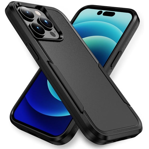 Entronix Heavy Duty Case Compatible with iPhone 14 Pro Max, Hybrid Hard Cover, Black