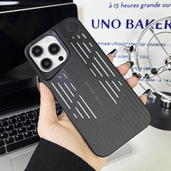 Designed for iPhone 14 Pro Max, Luxury Heat Dissipation Hard PC Breathable Drop Protection Shockproof Ultra Slim Lightwieght Smoothly Thin Phone Case Cover for iPhone 14 Pro Max - Black