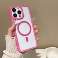 thumbnail image 1 of Designed For iPhone 14 Pro Max Magnetic Phone Case,Compatible with Mag-Safe,Luxury Bling Sparkly Diamond Frame,Transparent Back,Shockproof Rugged Ultra Slim Lightweight Phone Case,Rose, 1 of 9