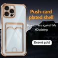 thumbnail image 1 of Designed for iPhone 14 Pro Max Wallet Phone Case,Luxury Electroplated Bumper Design,With Card Slots,Shockproof Anti-Scratch Protective,Thin Slim Transparent Anti-fall Phone Case,Gold, 1 of 8