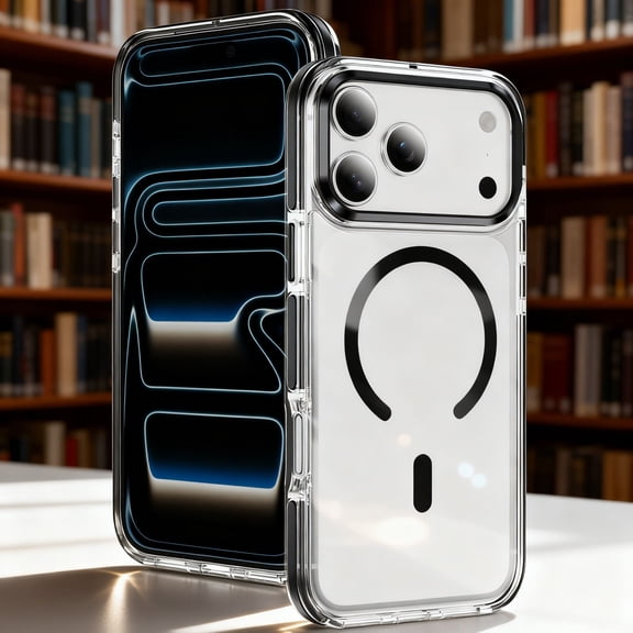 Designed For iPhone 14 Pro Phone Case,Crystal Clear,Compatible with Mag-Safe,Two-color,Ultra Slim Military Shockproof Anti-Scratch Anti-fall Drop Protection,Transparent Back Phone Case,Black