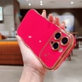 thumbnail image 1 of Designed For iPhone 14 Pro Phone Case,Cute Curly Wave Frame with Luxury Plating Love Heart Pattern For Women Girls,Soft TPU Shockproof Raised Lens Protection Phone Case,Rose, 1 of 8