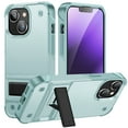thumbnail image 1 of Designed for iPhone 15 Case, with Hidden Kickstand Military Grade Drop Protection Dustproof Hybrid Hard PC Kickstand Phone Case Cover for Men Women for iPhone 15, Green, 1 of 7