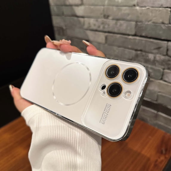 Designed for iPhone 15 Case, Luxury Magnetic Clear Slim Case for Women Men Anti-Yellowing Shockproof Compatible with MagSafe Charger, Protective Thin Case with Large Window, White