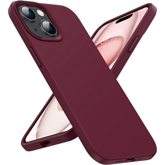 Designed for iPhone 15 Case, Silicone Phone Case [Military Grade Drop Protection] [Anti-Scratch Microfiber Lining] Silicone Ultra Slim Cover Shockproof Phone Cases 6.1 inch, Wine Red