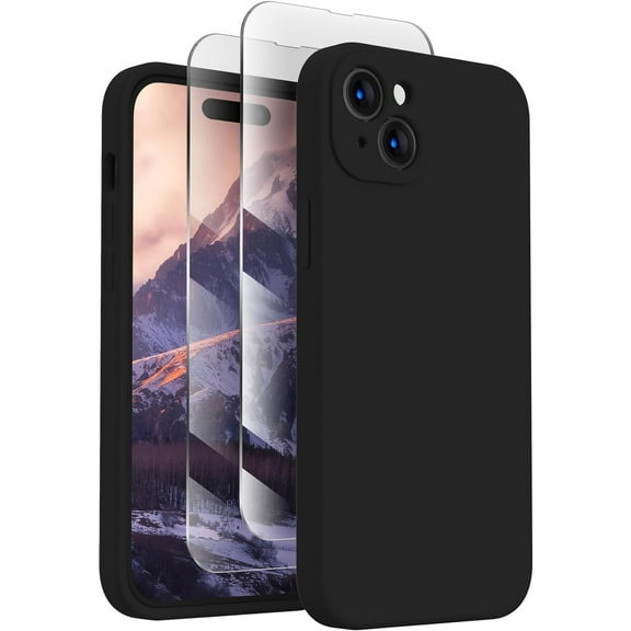 Designed for iPhone 15 Case, Silicone Upgraded [Camera Protection] Phone Case with [2 Screen Protectors], Soft Anti-Scratch Microfiber Lining Inside, 6.1 inch, Calke Green