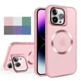 thumbnail image 1 of Designed for iPhone 15 Case with Stand, Compatible with Magsafe, Full Camera Cover Protection with 9H HD Tempered Glass, Military-Grade Protection, Magnetic Kickstand Phone Case, Pink, 1 of 8
