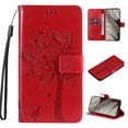 thumbnail image 1 of Designed for iPhone 15 Case Wallet for Women, Flip Folio Cover with Embossed PU Leather Kickstand Credit Card Holder Magnetic Wrist Strap Protective Case for iPhone 15, Red, 1 of 6