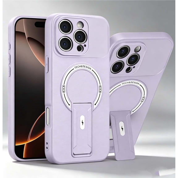 Designed For iPhone 15 Phone Case,Fit for Mag-Safe,With Contractile Kickstand,Compatible with Mag-Safe,Non-slip Ultra Slim Shockproof Anti-fall Drop protection,Rugged Phone Case,Purple