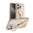 thumbnail image 1 of Designed for iPhone 15 Phone Case Magnetic with Kickstand ,Slim Shockproof Military protecive Buil-in Diamond Camera Ring Stand Anti-fall Transparent Phone Cover Case,Gold, 1 of 7