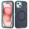 thumbnail image 1 of Designed for iPhone 15 Plus Case, 3-in-1 Ultra Slim Protective Cover with Silicone+EVA+PC, Durable Shockproof Lightweight Magnetic Full Body Protection for iPhone 15 Plus, Darkblue+Cyan, 1 of 8
