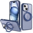 thumbnail image 1 of Designed for iPhone 15 Plus Case with 360° Rotatable & Invisible Magnetic Ring Stand [Compatible with Magsafe] Military-Grade Translucent iPhone 15 Plus Phone Case 6.7", Blue, 1 of 7