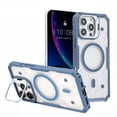 thumbnail image 1 of Designed for iPhone 15 Plus Case, Mag-Safe Compatible, Clear Slim Case with Built-in Camera Lens Stand, Anti-Yellowing, Durable Protection with Shockproof Corners for iPhone 14 Plus, Blue, 1 of 8