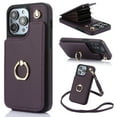 thumbnail image 1 of Designed for iPhone 15 Plus Case Wallet with Card Holder for Women Girls, Crossbody Case with Lanyard Strap, Protective PU Leather Purse Case with Ring Holder Stand for iPhone 15 Plus - Purple, 1 of 7