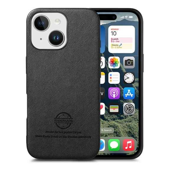 Designed for iPhone 15 Plus Classic Case, Slim Leather Luxury Business PU Non-Slip Texture Grip Shockproof Bumper Protective Phone Cover Men Women For iPhone 15 Plus,Black