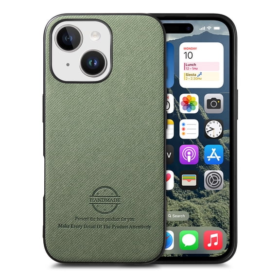 Designed for iPhone 15 Plus Classic Case, Slim Leather Luxury Business PU Non-Slip Texture Grip Shockproof Bumper Protective Phone Cover Men Women For iPhone 15 Plus,Green