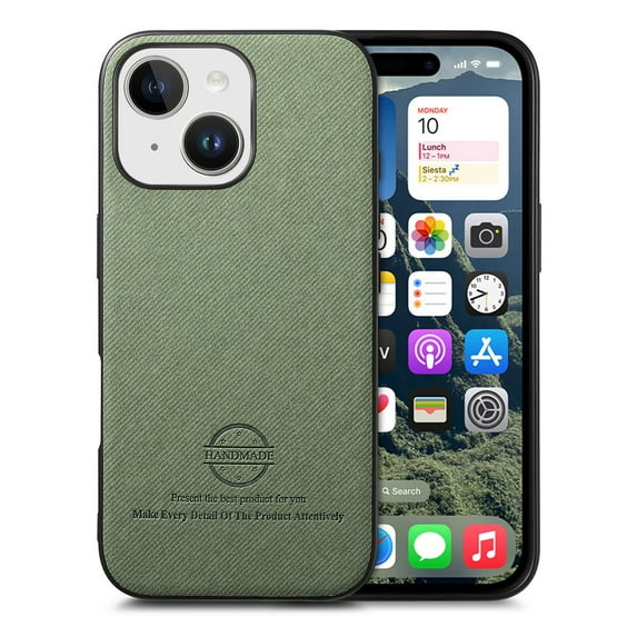 Designed for iPhone 15 Plus Classic Case, Slim Leather Luxury Business PU Non-Slip Texture Grip Shockproof Bumper Protective Phone Cover Men Women For iPhone 15 Plus,Green