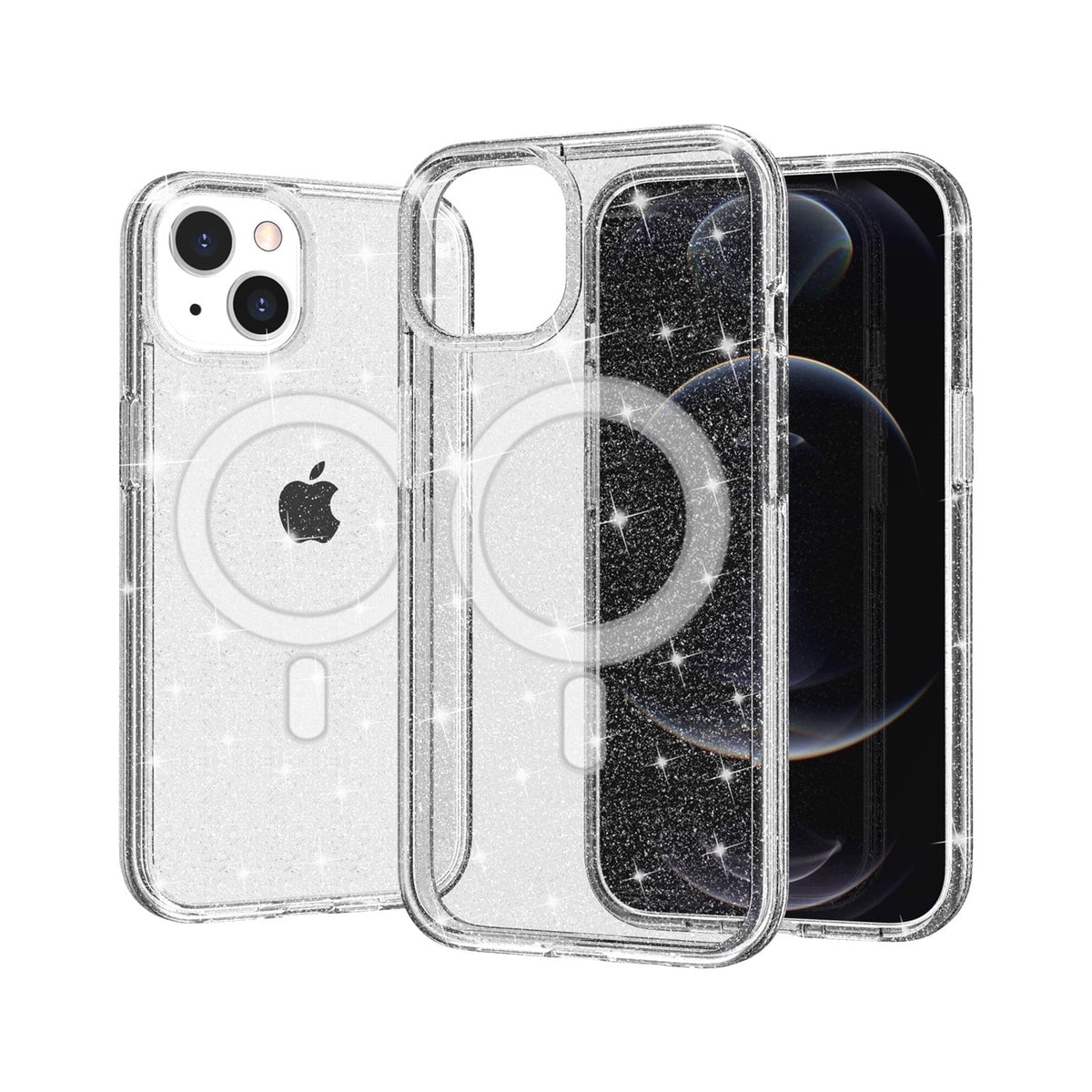 Designed for iPhone 15 Plus Clear Glitter Magnetic Case, [Yellow Resistant] Sparkly Shimmer Cover, Slim Thin fit Shockproof Protective Phone Case for iPhone 15 Plus 6.7 Inch