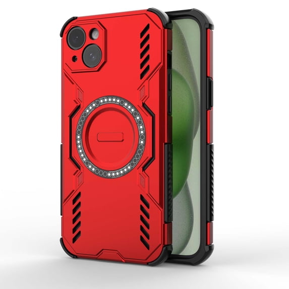 Designed for iPhone 15 Plus Heavy Duty Magnetic Phone Case,Compatible with Mag-safe,Military Grade Drop Protection,Dropproof Anti-fall Tough Rugged Durable Shockproof Phone Case,Red