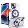 thumbnail image 1 of Designed for iPhone 15 Plus Magnetic Case, Glitter Bling 360 Degree Rotating Finger Ring Holder Kickstand Function Bumper Compatible with MagSafe for Women Men with Logo Visible - Darkpurple, 1 of 9