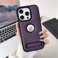 thumbnail image 1 of Designed For iPhone 15 Plus  PU Leather Phone Case,With Logo View,Invisible Kickstand,Military-Grade Shockproof Slim Fit Sturdy Anti-Scratch Heavy Duty Rugged Phone Case Cover,Purple, 1 of 7