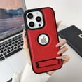 thumbnail image 1 of Designed For iPhone 15 Plus PU Leather Phone Case,With Logo View,Invisible Kickstand,Military-Grade Shockproof Slim Fit Sturdy Anti-Scratch Heavy Duty Rugged Phone Case Cover,Red, 1 of 7