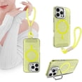 thumbnail image 1 of Designed for iPhone 15 Plus Phone Case,Compatible with Mag-safe,With Contractile Lens Ring Kickstand,Wrist Strap,Bling Glitter Transparent Back Shockproof Ultra Slim Phone Case,Yellow, 1 of 7