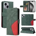 thumbnail image 1 of Designed for iPhone 15 Plus Wallet Case, [RFID Blocking] PU Leather Folio Kickstand [TPU Protective Interior Case], Magnetic Closure Card Slot with Hand Strap Shockproof Phone Cover,Green, 1 of 6