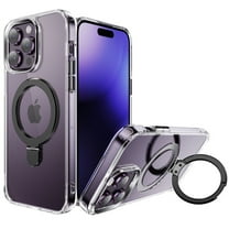 Designed for iPhone 15 Pro Case with Magnetic Invisible Stand [Compatible with MagSafe]Shockproof Slim Transparent Clear Magnetic Case for iPhone 15 Pro Phone Case, Black Ring