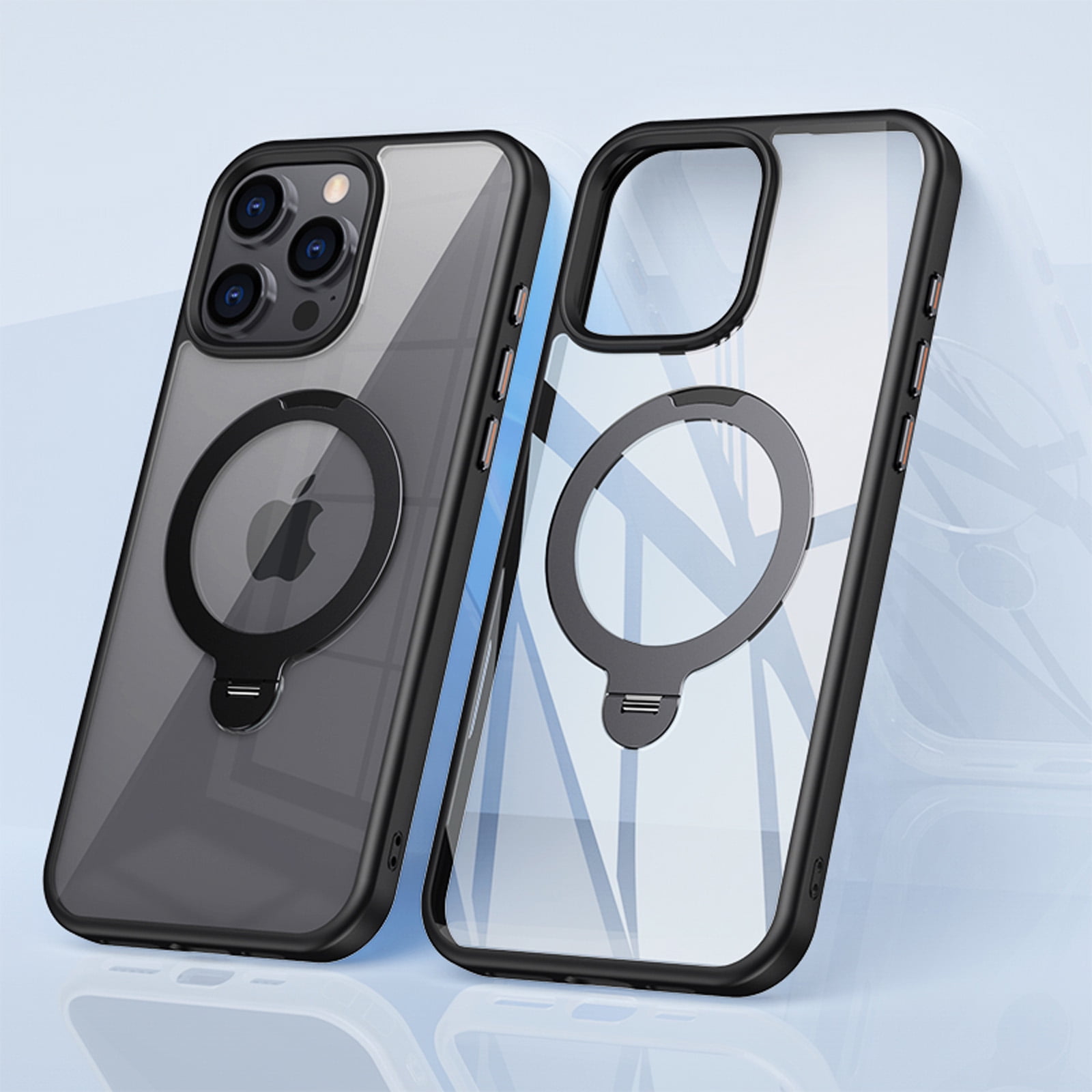 Designed For IPhone 16 Case With 360° Rotatable Stand - Drop Protection Compatible Magsafe Durable Aluminum Metal Frame Magnetic Ring Holder Bumper Iphone 16 Sil