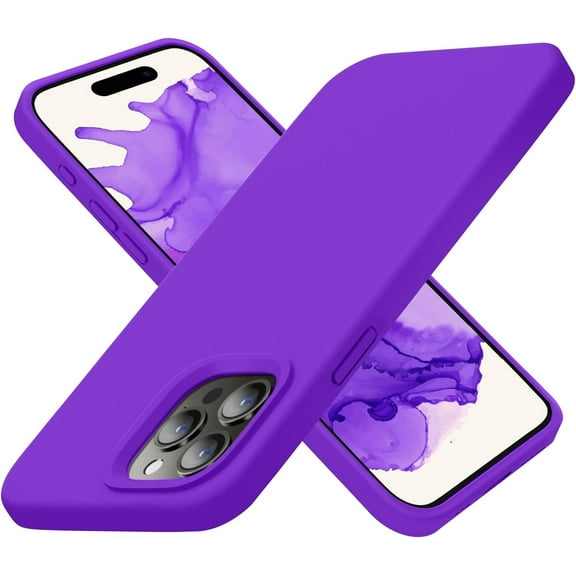 Designed for iPhone 15 Pro Case, Silicone Ultra Slim Shockproof Protective Phone Case with [Soft Anti-Scratch Microfiber Lining], 6.1 inch, Neon Purple