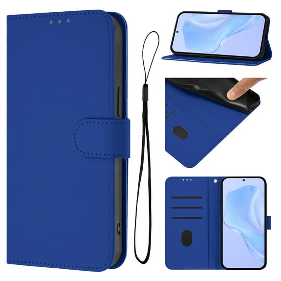 Designed for iPhone 15 Pro Case Wallet, Women Men Flip Folio Cover with PU Leather Stand Credit Card Holders Slots Wrist Strap Magnetic Closure Phone Case for iPhone 15 Pro - Darkblue