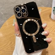 Designed for iPhone 15 Pro Max Case Compatible with MagSafe Built-in Camera Lens Protector Shockproof Slim Silicone Magnetic Phone Case for iPhone 15 Pro Max 6.7" - Black