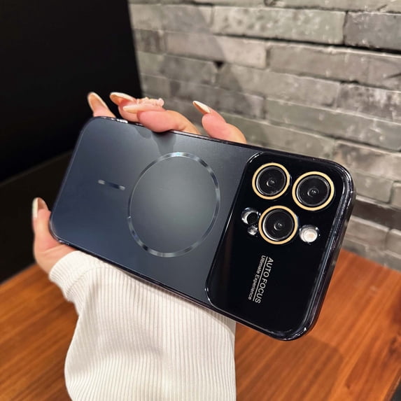 Designed for iPhone 15 Pro Max Case, Luxury Magnetic Clear Slim Case for Women Men Anti-Yellowing Shockproof Compatible with MagSafe Charger, Protective Thin Case with Large Window, Darkblue