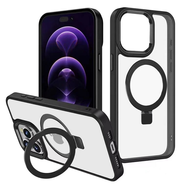  Encased Mag-Air Case Designed for iPhone 15 PRO MAX with Finger  Ring Grip Media Stand, Air-Bumper Technology (Compatible with MagSafe)  Clear/Black : Cell Phones & Accessories