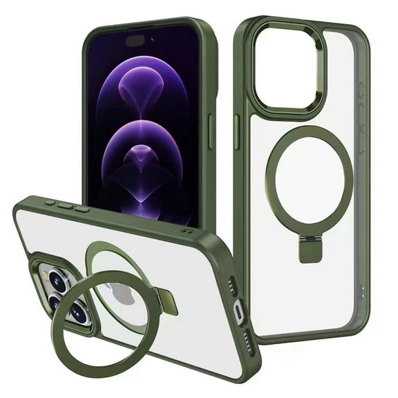 Entronix Magnetic Chrome Ring Case Designed foriPhone 15 Pro Max Kickstand Shockproof Slim Fit (Green)
