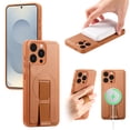thumbnail image 1 of Designed for iPhone 15 Pro Max Case Magnetic, [Support Wireless Charging] Rugged Cover with Wristband Anti-Drop Finger Strap Heavy Duty Shockproof Phone Case for iPhone 15 Pro Max, Brown, 1 of 9
