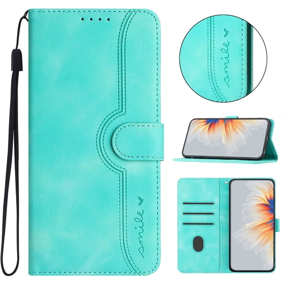 Designed for iPhone 15 Pro Max Case Wallet, Flip Folio Cover with PU Leather Adjustable Stand Credit Card Holders Slots Wrist Strap Magnetic Closure Phone Case for iPhone 15 Pro Max, Green