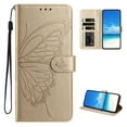 thumbnail image 1 of Designed for iPhone 15 Pro Max Case Wallet, Women Flip Folio Cover with Butterfly Embossed PU Leather Kickstand Credit Card Holder Slots Wrist Strap Phone Case for iPhone 15 Pro Max, Gold, 1 of 5