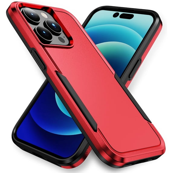 Entronix Heavy Duty Case Compatible with iPhone 15 Pro Max, Hybrid Hard Cover, Red