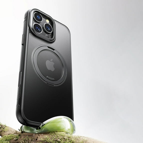 Designed For iPhone 15 Pro Max Magnetic Phone Case,360° Rotatable Ring Stand,Raised Camera Frame,Compatible with MagSafe,Shockproof Rugged Anti-fall Ultra Slim Phone Case Cover,Black