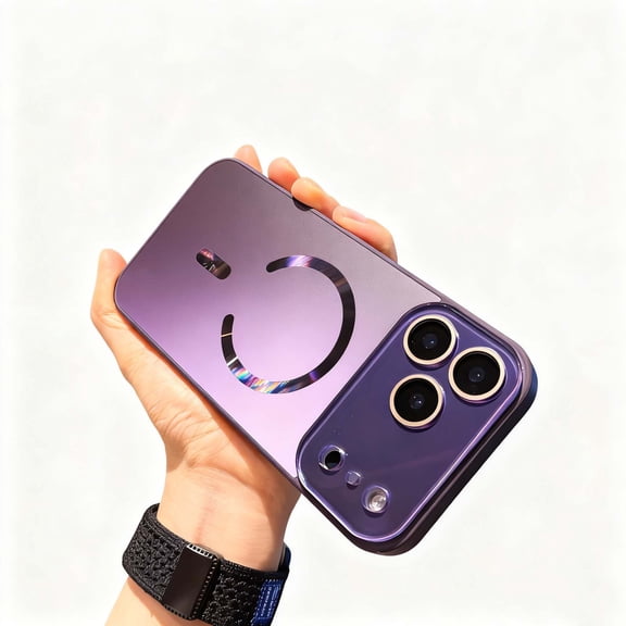 Designed for iPhone 15 Pro Max Phone Case,Compatible with Mag-Safe,Built-in Camera Lens Protector,Luxury Glossy Ultra Slim Shockproof Anti-fall,Soft TPU+PC Protection Durable Phone Case,Darkpurple
