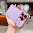 thumbnail image 1 of Designed For iPhone 15 Pro Max Phone Case,Cute Curly Wave Frame with Luxury Plating Love Heart Pattern For Women Girls,Soft TPU Shockproof Raised Lens Protection Phone Case,Purple, 1 of 8