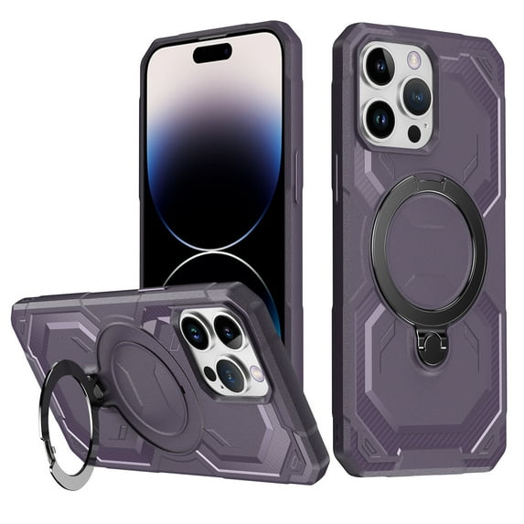 Designed For iPhone 15 Pro Max Phone Case,With 360° Spin Magnetic Stand Ring Kickstand,Fit for Mag-Safe,Military Grade Shockproof Heavy Duty Dropproof Tough Rugged Phone Case,Purple