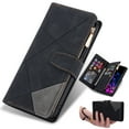 thumbnail image 1 of Designed for iPhone 15 Pro Max, Wallet 9 Card Slots Cases Zipper Purse Premium Leather Card Slot Flip Magnetic Cover Wrist Strap Kickstand Stand Compatible with iPhone 15 Pro Max, Black, 1 of 7