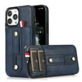 thumbnail image 1 of Designed for iPhone 15 Pro Max Wallet Case with Adjustable Wrist Strap Kickstand PU Leather Credit Card Holder Heavy Duty Shockproof Hybrid Rugged Protective Cover for Women Men, Blue, 1 of 7